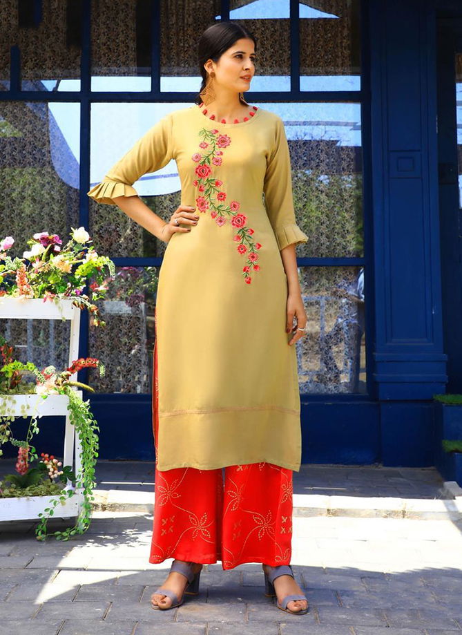 Fashion Girl Vol 2 Rayon Designer Embroidered Party wear Plazzo Kurti Collection 2001-2010